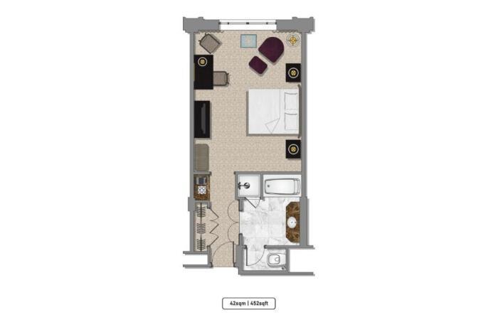 Classic Zimmer mit Kingsize-Bett und Blick auf den Innenhof